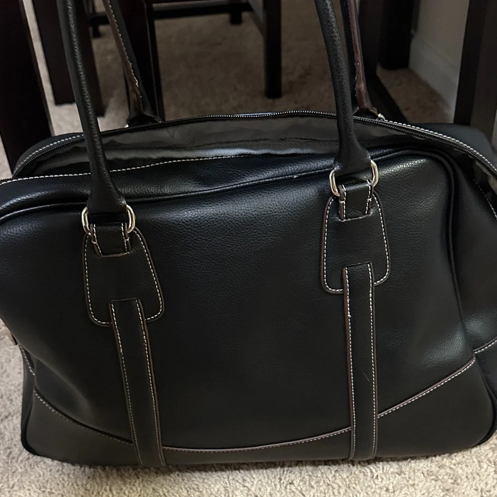 Nine West Black Faux Leather Duffel Bag